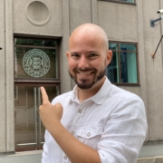 Christoph Huebner in front of the building of Finantsinspektsioon, Tallinn, Estonia