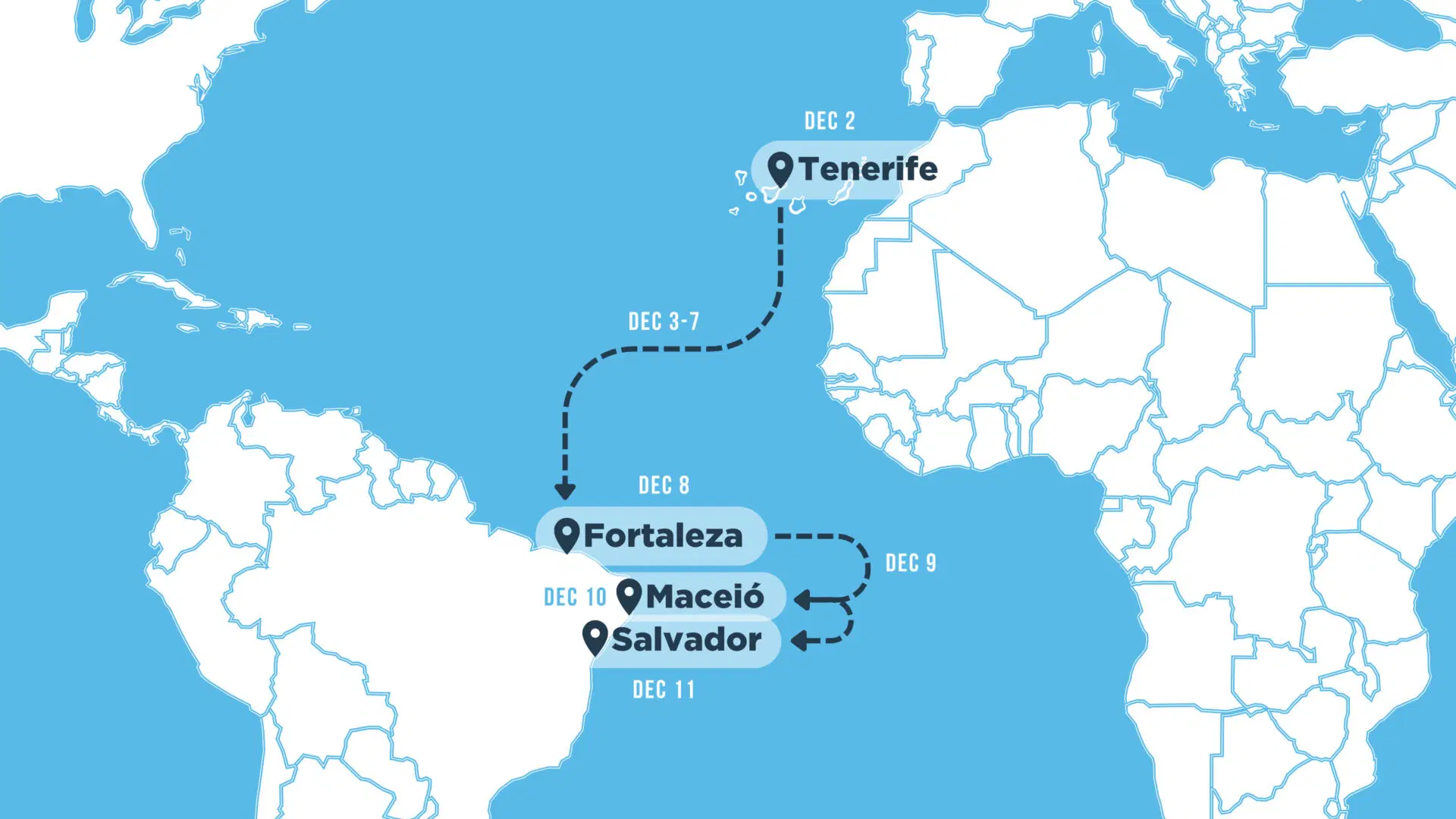 Map of the route of NomadCruise 12