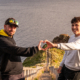 Crew love: Aaron & Christoph of NOMADS.insure showing a heart shaped hand gesture